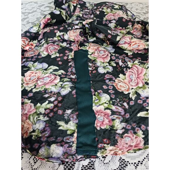 Repaired Vintage Roses & Blueberries Printed Button-Up Slip Dress - Picture 9 of 16